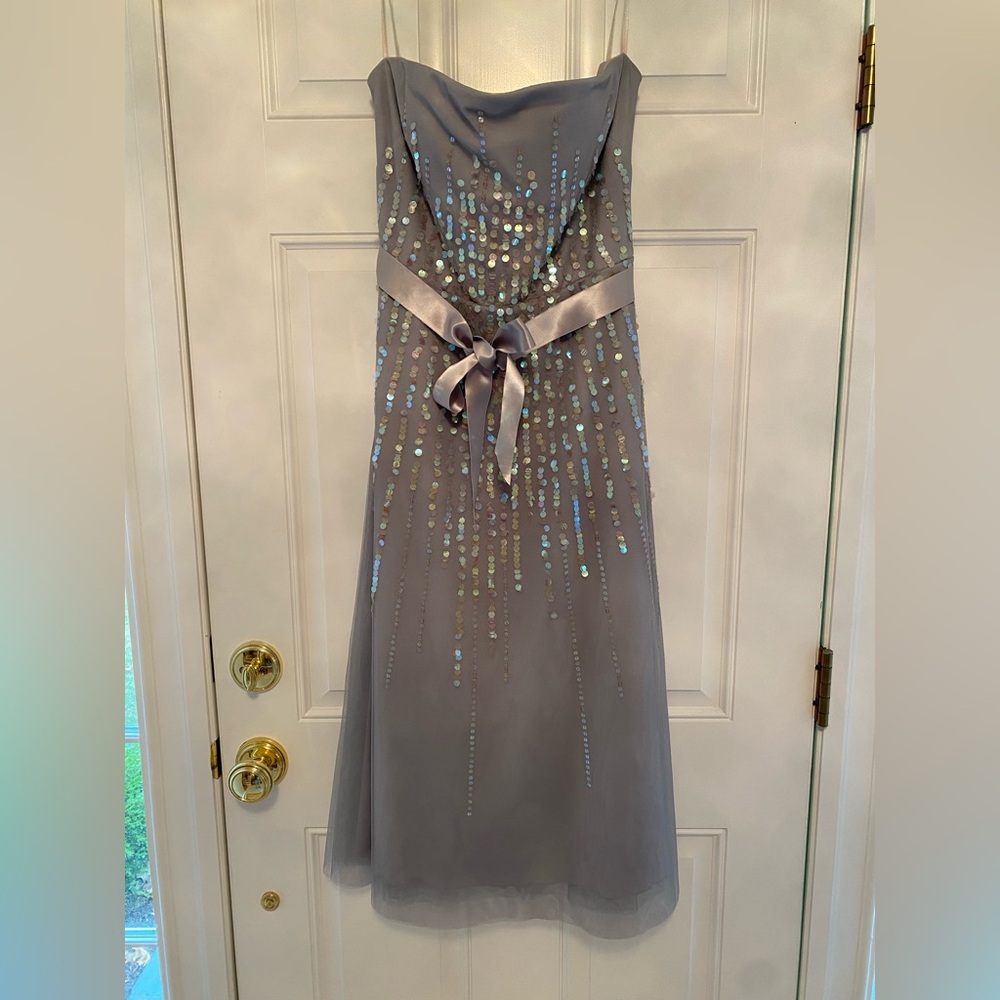 BCBGMaxAzria Strapless Gray Sequin Dress